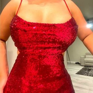 Red sequin dress